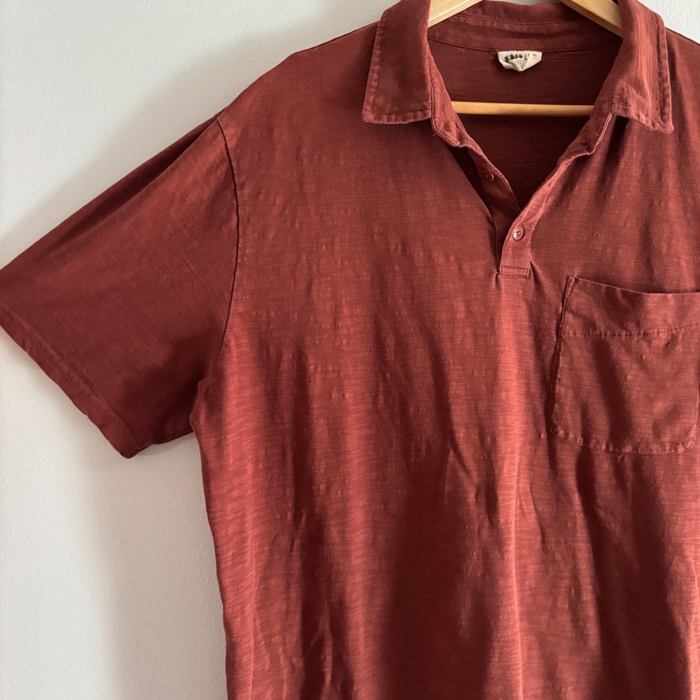 Pact 100% Organic Cotton Polo Mens XL Golf Short Sleeve Rust Casual Minimalist